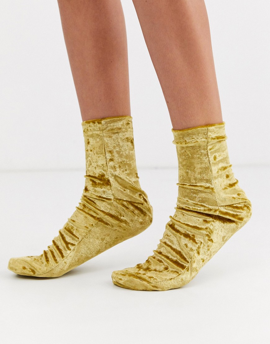 фото Бархатные носки горчичного цвета asos design-желтый