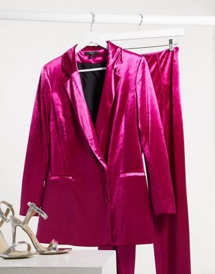 фото Бархатный строгий пиджак цвета фуксии aqaq-розовый