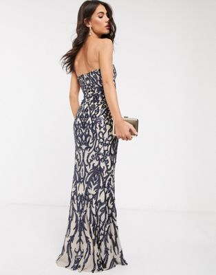 navy bandeau maxi dress