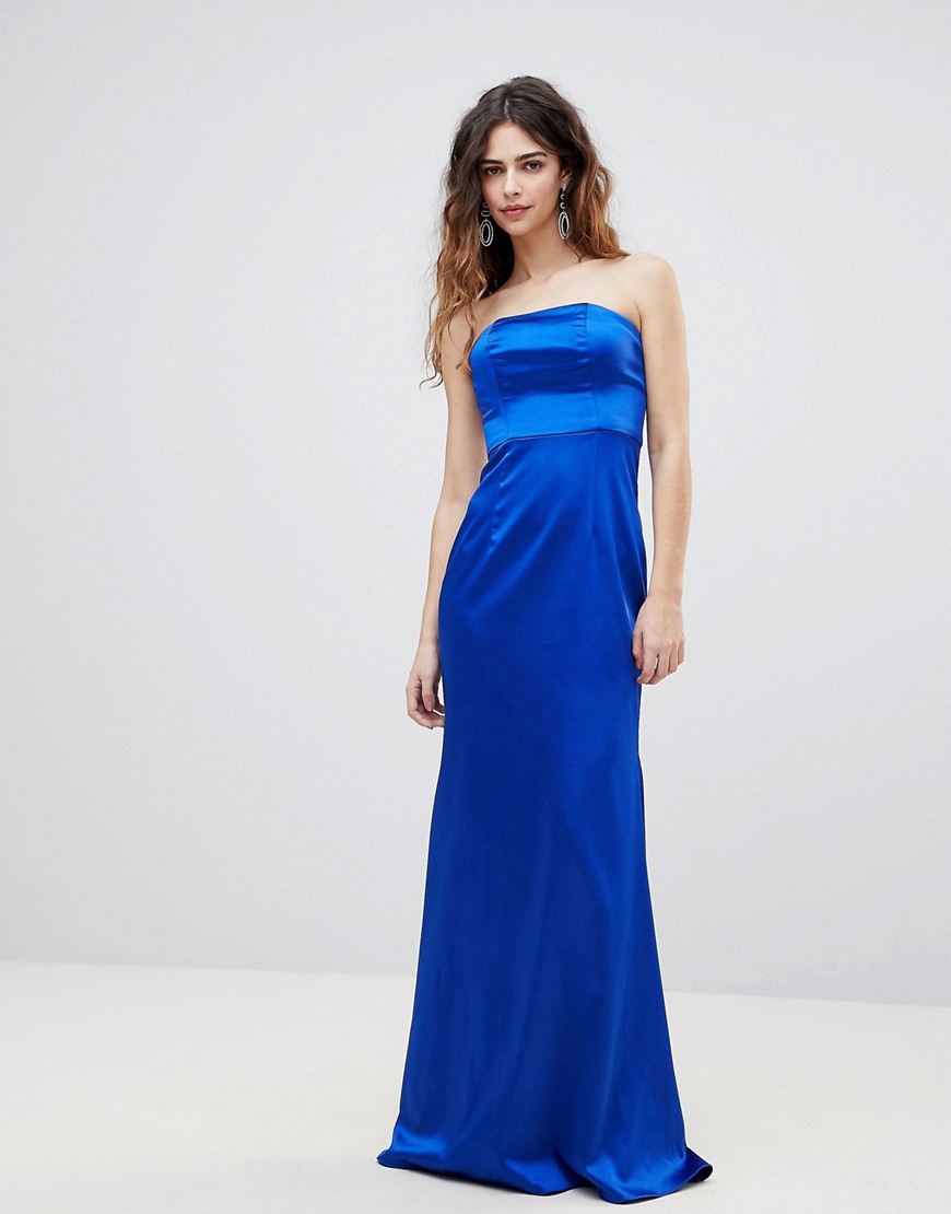 Bariano Bandeau Satin Maxi Dress-Blue