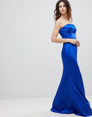 satin bandeau maxi dress