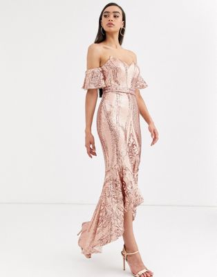asos gold gown