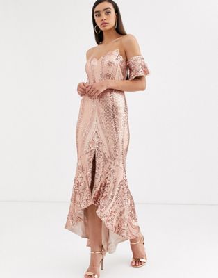 bariano rose gold sequin dress