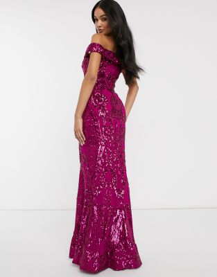 fuchsia pink sequin dress