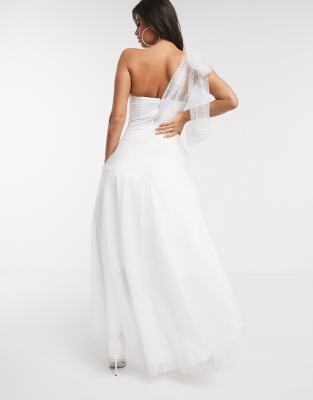 one shoulder white maxi dress