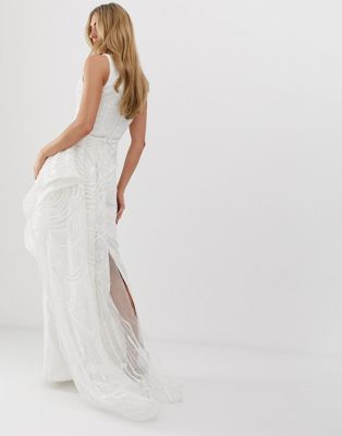white maxi sequin dress