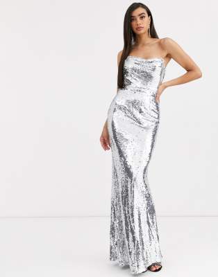 Bariano Corset Sequin Gown In Liquid Silver | ModeSens