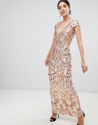 Bariano embellished maxi dress with cap 