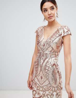 embellished rose gold dress