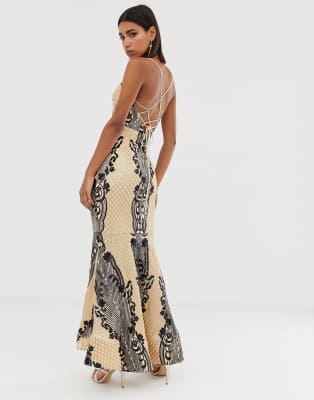 sequin fishtail maxi dress