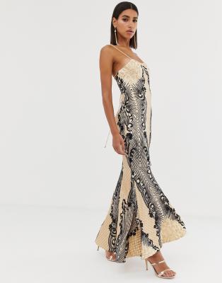 bariano off shoulder sweetheart sequin maxi dress