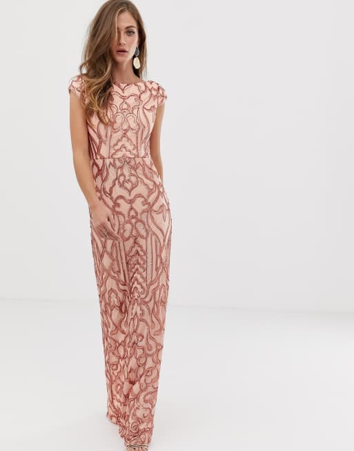 Bariano rose gold sequin 2024 dress