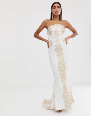 white gold maxi dress