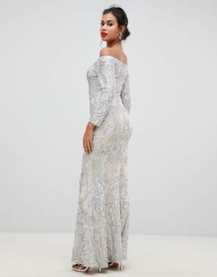 asos silver maxi dress