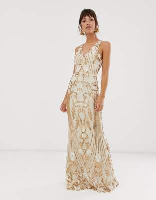 asos gold gown