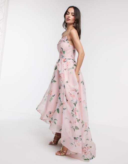 Bariano full maxi dress with organza bust detail in multi floral