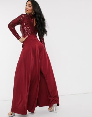 deep red jumpsuit