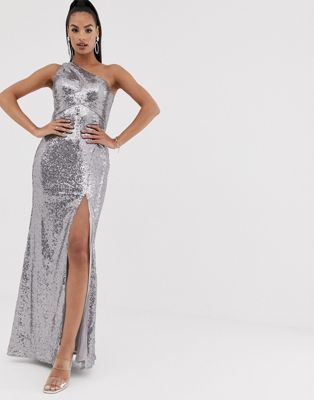 silver dress with split