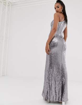 asos silver gown