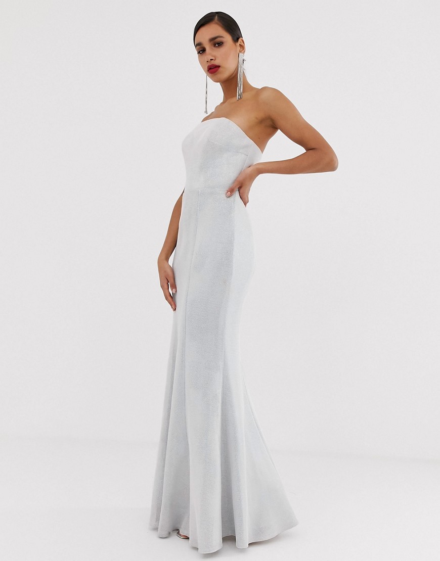Bariano – Silverglittrig ärmlös klänning med avtagbar fishtail-kjol