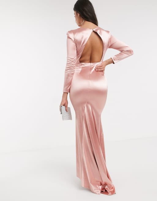 Rose gold long top sleeve maxi dress