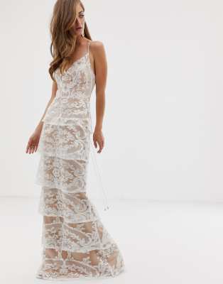 white lace tiered dress