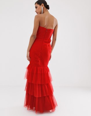 red tulle maxi dress