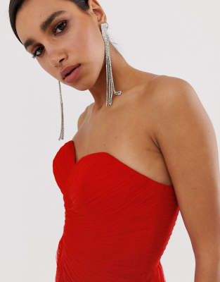 red bandeau maxi dress