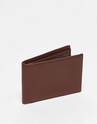 Barneys Original leather wallet in dark brown - ASOS Price Checker