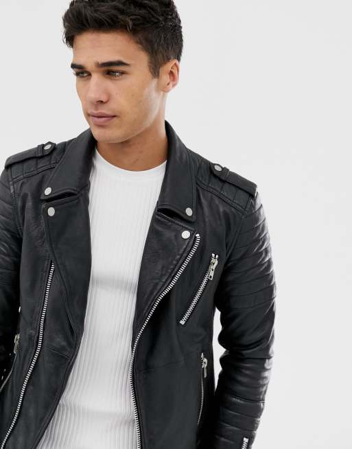 Asos barneys original hot sale leather biker jacket