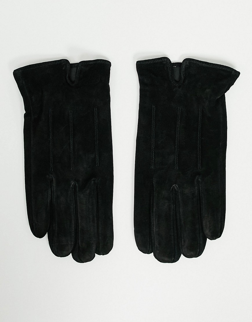 Barneys Original suede touchscreen gloves in black