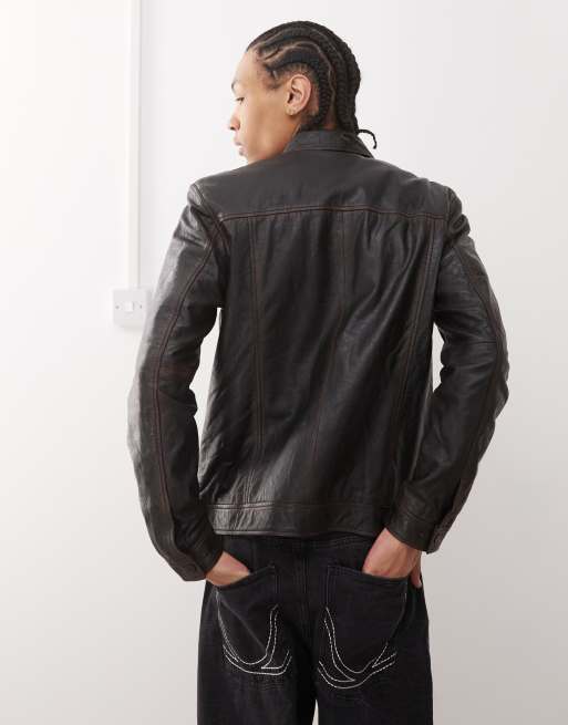 Barneys Originals Barneys originals real leather harrington in