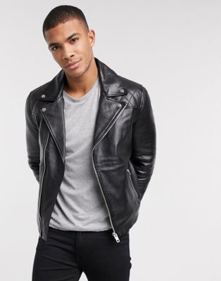 Barney's Originals biker leather jacket | ASOS