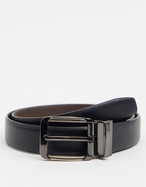 Barney's Originals bonded leather reversible belt with gunmental buckle