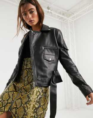 leather jacket with belt
