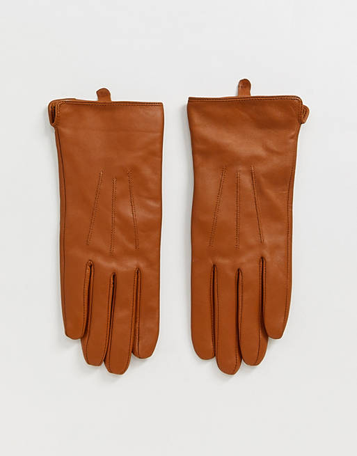 Stor Rå Rund Barney's Originals - Brune handsker i ægte læder med touch screen  kompatibilitet | ASOS