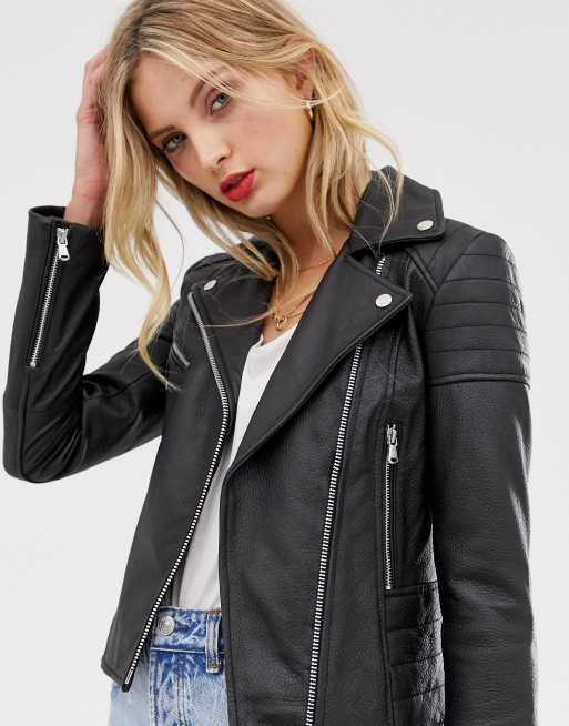 Asos barneys original shop leather biker jacket