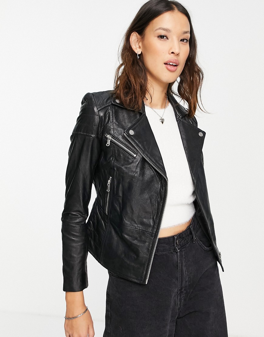 Barney’s Originals Clara real leather jacket-Black