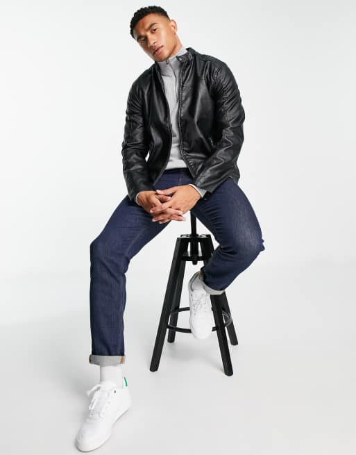 Barneys Originals – Czarna kurtka typu racer z imitacji skóry