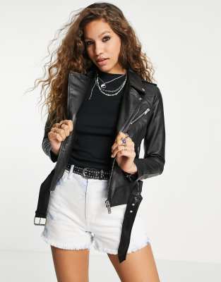 Barneys Originals Emma Real Leather Jacket With Belt In Black