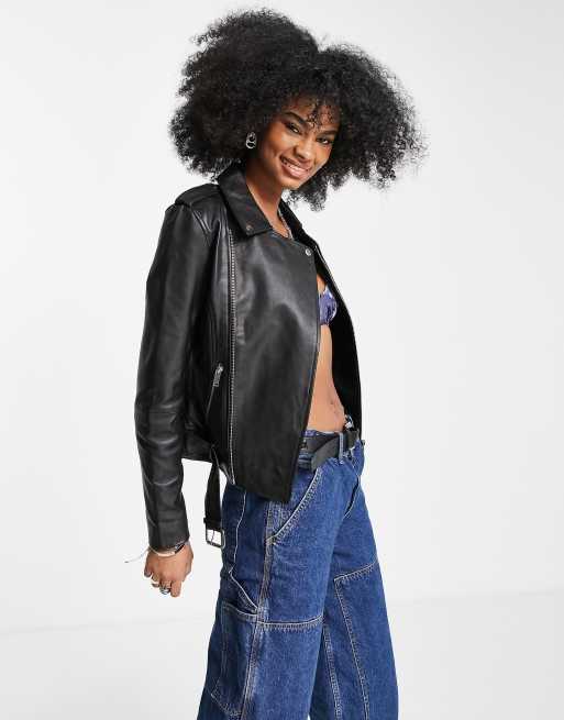 Asos barneys original leather biker outlet jacket