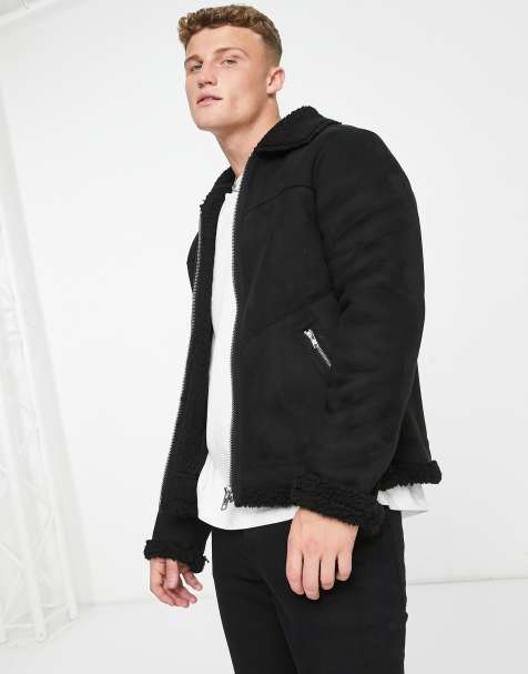 Mens sheepskin shop coat asos