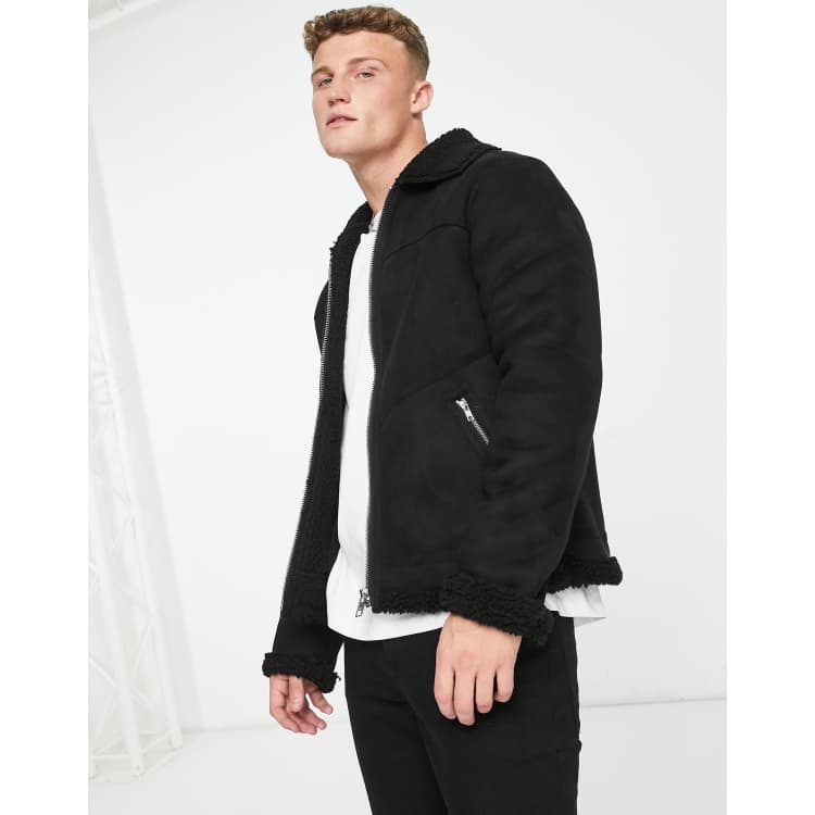 All saints myers shearling on sale jacket