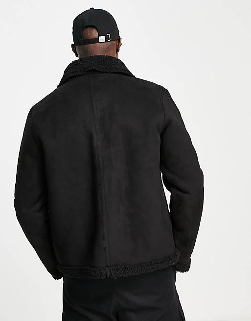 Faux shearling fully sherpa lined jacket in Asos Men Clothing Jackets Shearling Jackets 