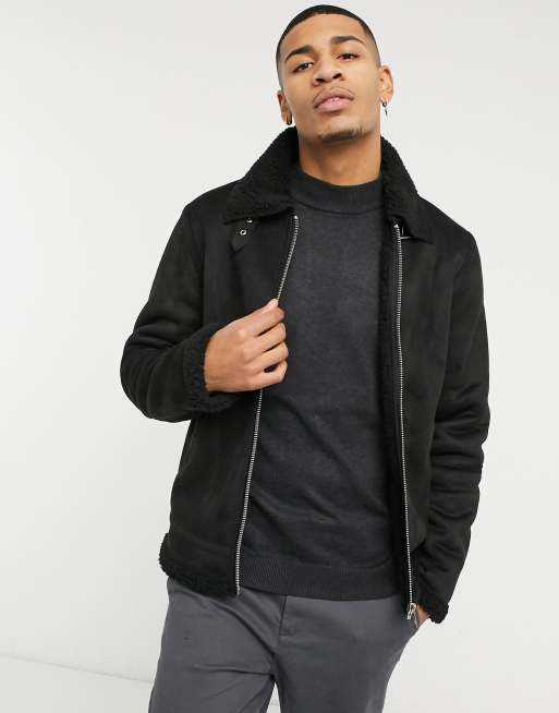 Black faux shop suede jacket