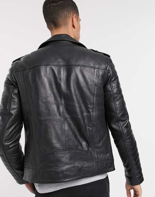 Asos barneys original shop leather biker jacket