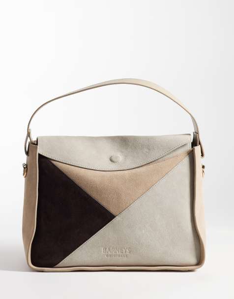 Barneys Originals Geometric suede cross body bag in multi brown - view 1