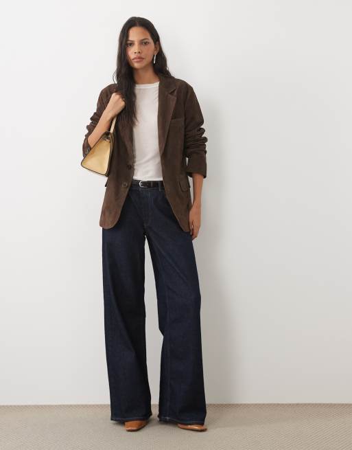 Barneys Originals Goat suede blazer jacket in chocolate, 2 of 4
