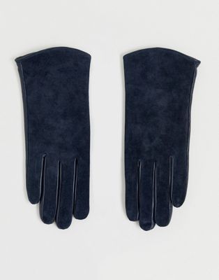 Barney's Originals - Handschoenen van echt leer en suède in marineblauw