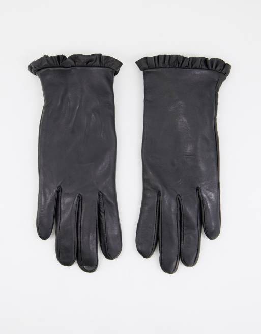 Barney's Originals - Handschoenen van echt leer met strikdetail in zwart
